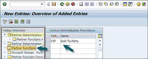 click on the partner determination procedures